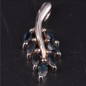 Sterling Silver Sapphire Leaf Pendant